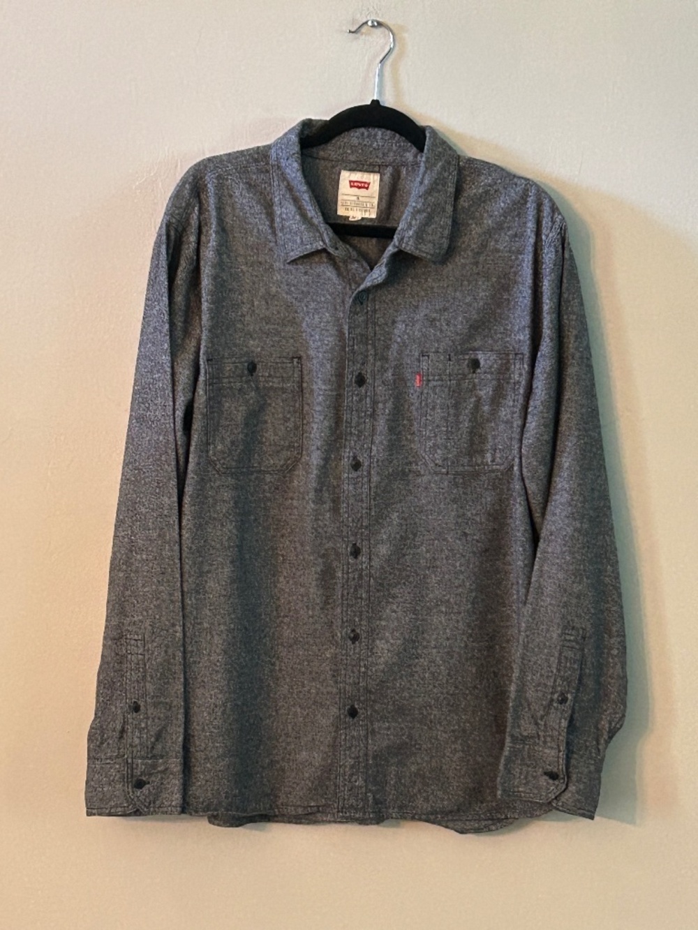 Levi's XL Charcoal Gray Button Down Workwear Americana Cabincore Lumberjack Gorp